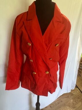 Red Double-Breasted Blazer Jacket - Women's